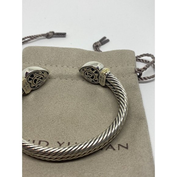 David Yurman DY 18K & 14K Sterling Silver Heart Cable Heavy Cuff Bracelet - Picture 4 of 10